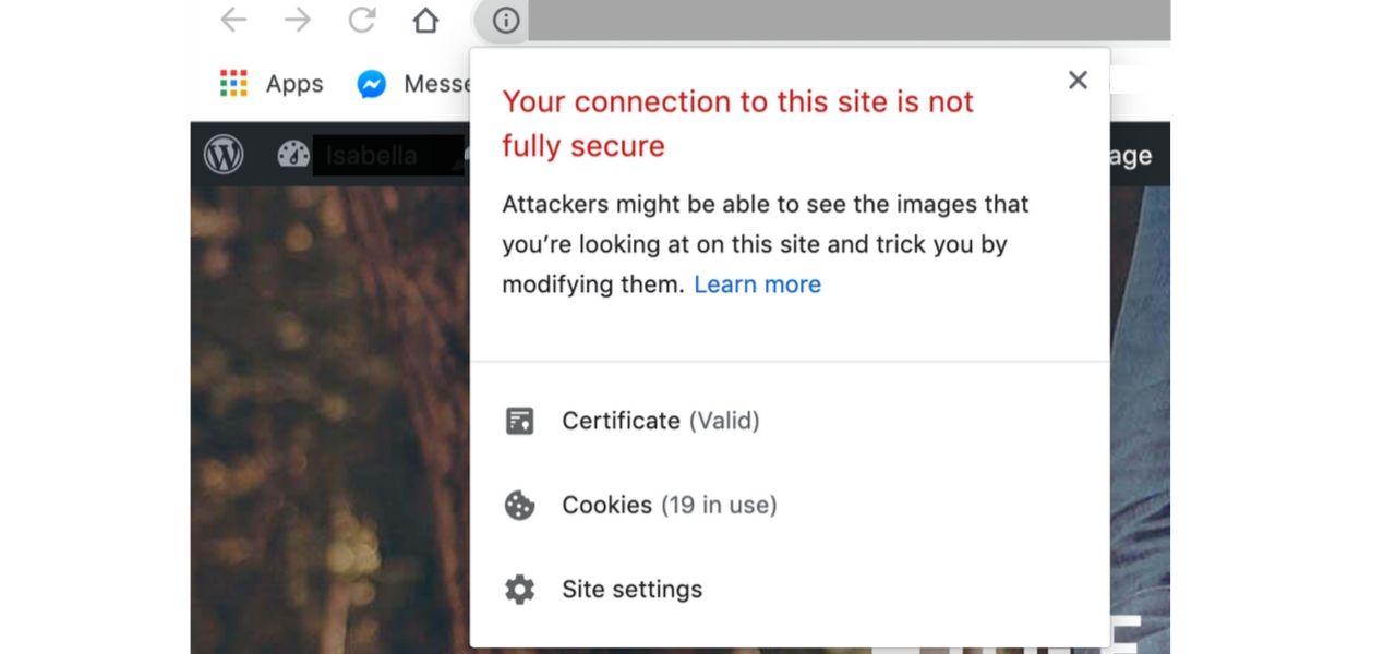 Insecure Site with no SSL Certificate